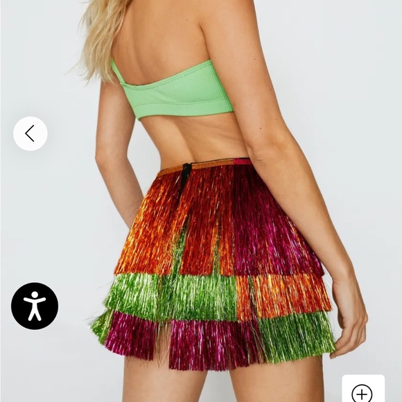 Nasty Gal Tinsel Color Block Shorts/ Skirt sz 6 - Picture 4 of 9